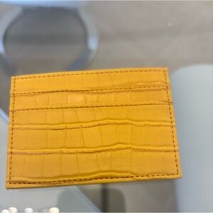 Yellow Croc-Embossed Card Holder